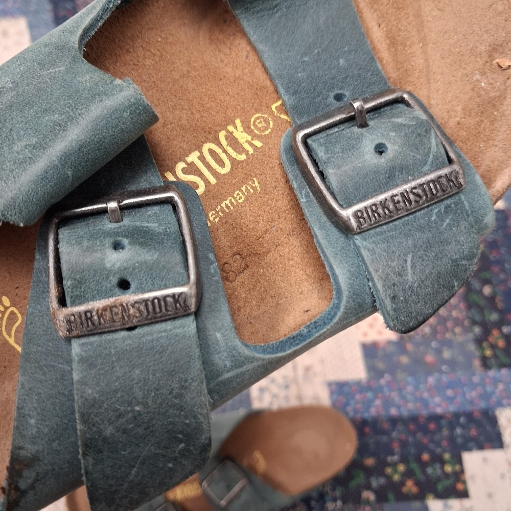 Birkenstock Arizona Soft Footbed Suede Slide Sandals Womens 36 Narrow Teal Blue - Picture 5 of 7
